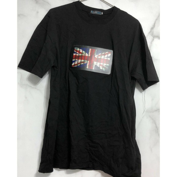 Union Jack T-shirt Sensor Black Electric Light Up Flashing Patch Flashwear XL - Picture 12 of 13